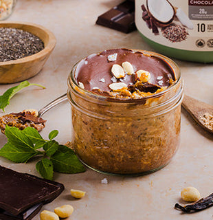 Gruau protéinés overnight au beurre de cacahuète et chocolat