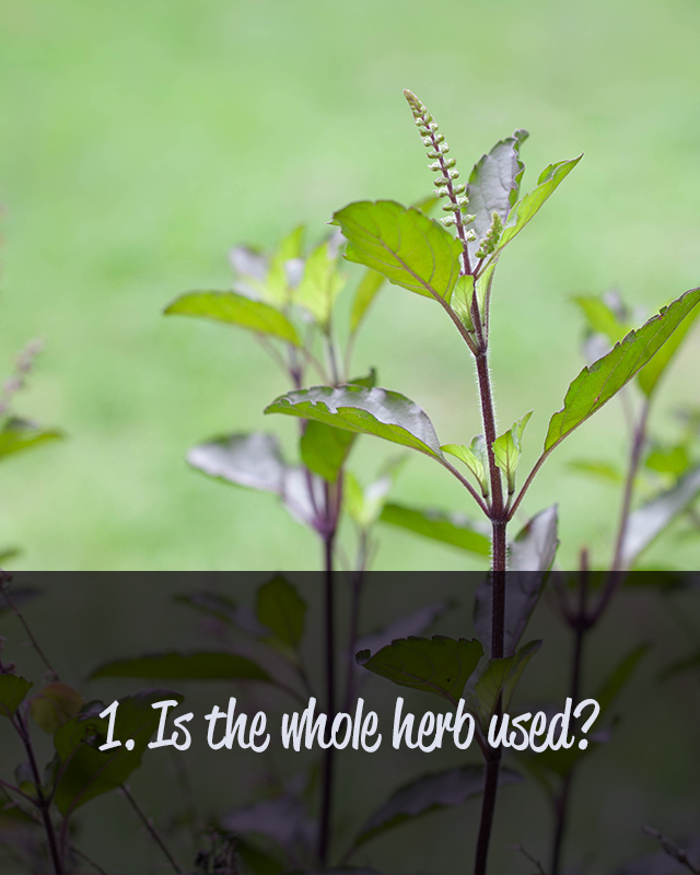 Whole herbs used