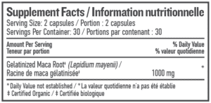 Botanica Maca Root Capsule Supplement Facts
