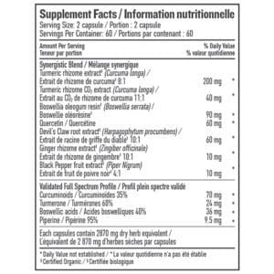 Turmeric Pain and Joint Liquid Capsules 120 caps supplement facts