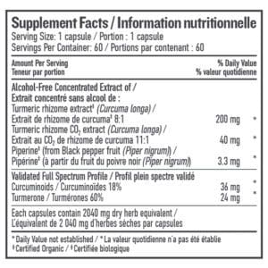 Turmeric Liquid Capsule Supplement Facts - 60 caps