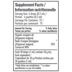 organic oregano oil - 15 ml supplement facts