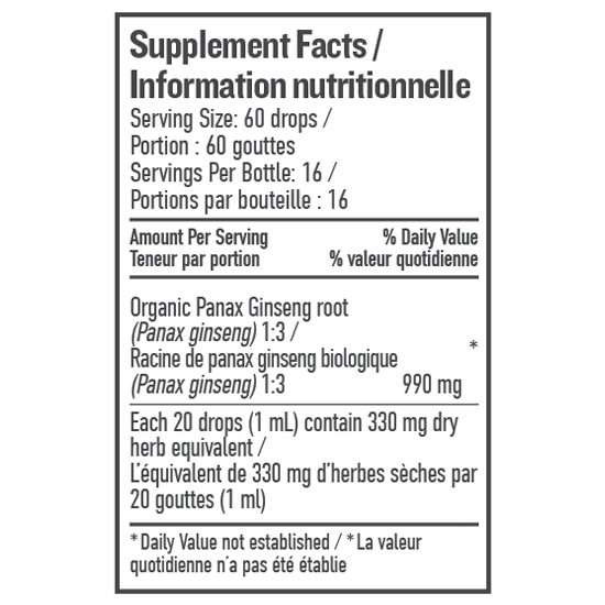 Panax ginseng liquid herb supplement facts
