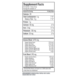 Botanica Health Perfect Greens - Superfruit Flavor - ingredients and Nutrition Facts