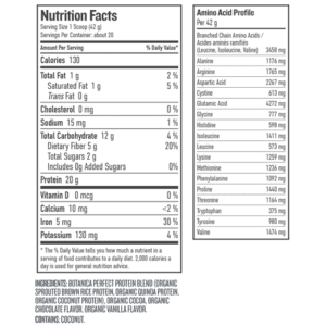 Botanica Perfect Protein Chocolate - 840 gm large - ingredients and Nutrition Facts