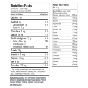 Botanica Perfect Protein Vanilla - 390 gm medium - ingredients and Nutrition Facts