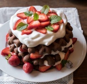 Chocolate Waffle Strawberry Cake
