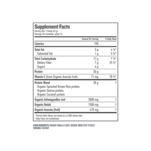 Botanica Health Perfect Protein Elevated Adrenal Support Protein powder - ingredients and Nutrition Facts