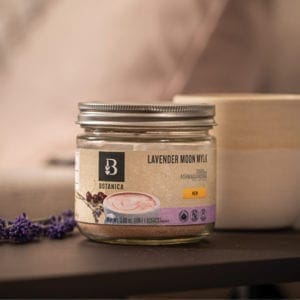 Botanica Health Lavendar Moon Mylk- Superfood Beverage jar close up
