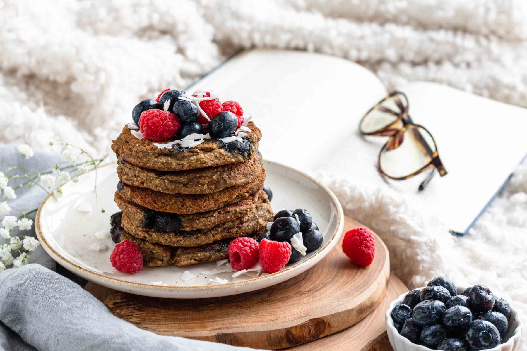 Botanica Perfect Protein Elevated Adrenal Support, vegan banana protein pancakes, blueberry pancakes, gluten-free pancakes, gluten-free vegan pancakes