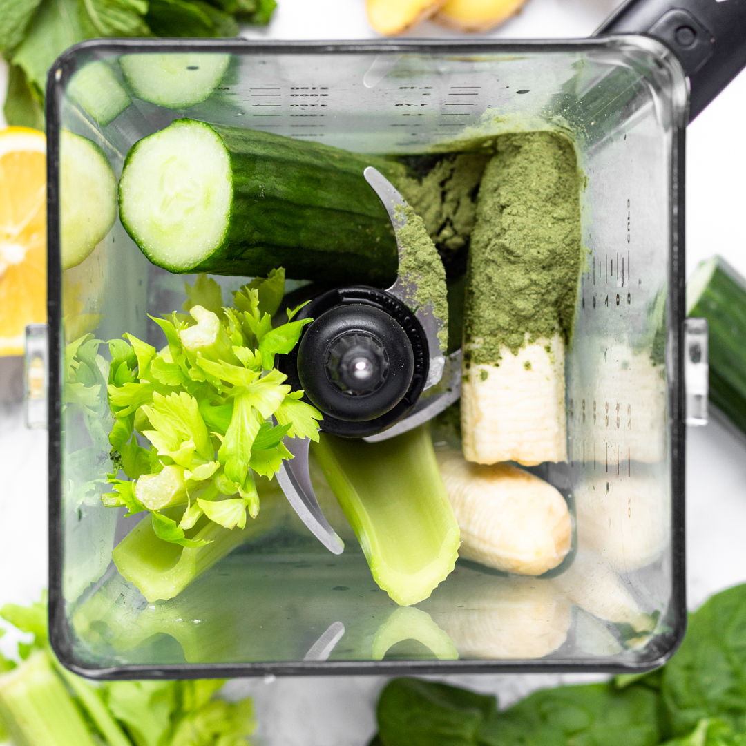Summer refresh green smoothie recipe made using Botanica health Perfect Greens unflavoured. gluten free and vegan green smoothie. Refreshing green smoothie