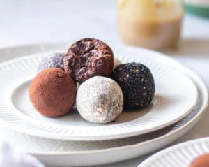 Chocolate-Tahini Protein Balls - banner image
